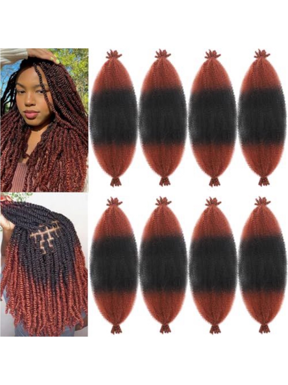 Synthetic Ombre Two-Tone Marley Twist Hair Extensions - Burgundy to Black